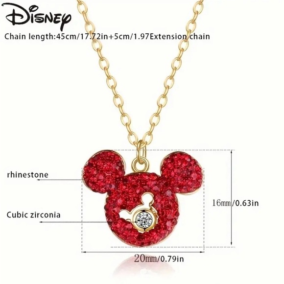 Red Mickey Mouse Head Necklace NWT - Picture 2 of 6